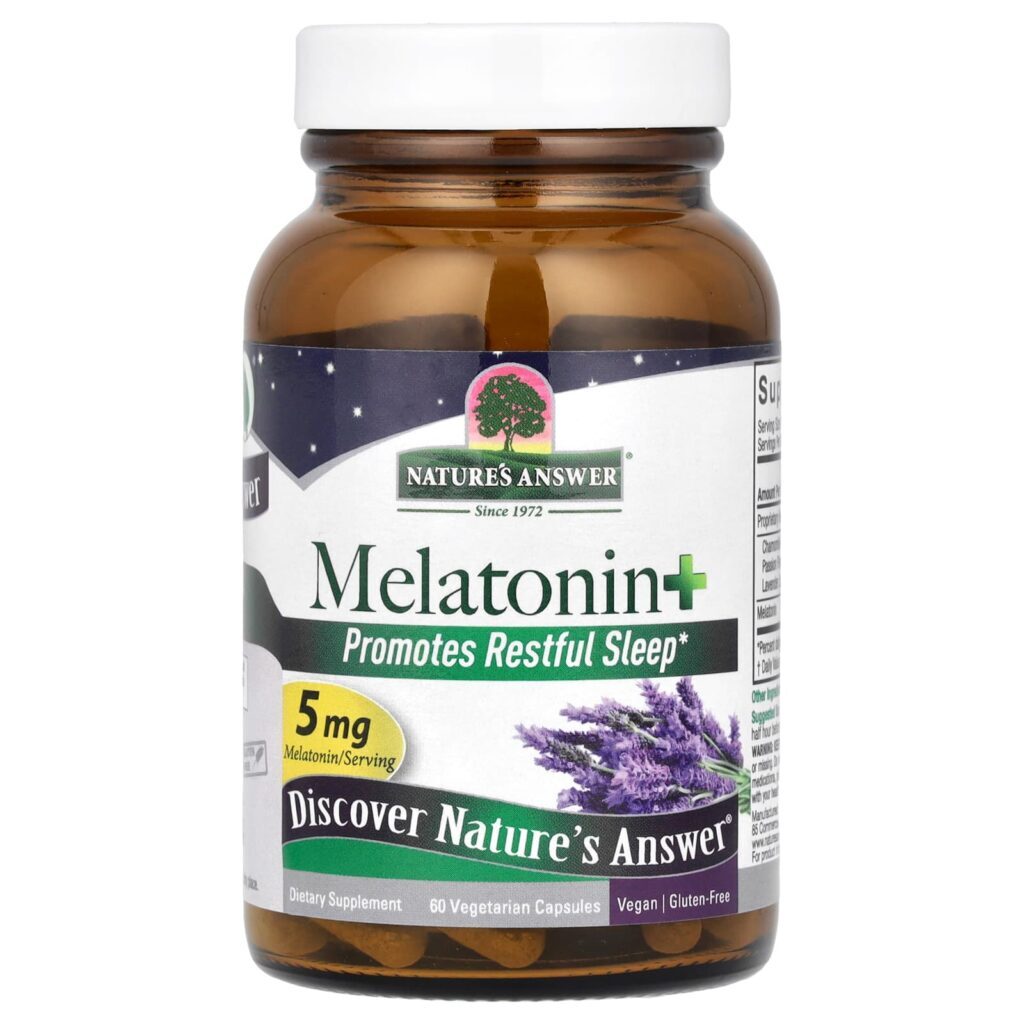 Natures Answer Melatonina + 5 mg 60 Cápsulas Vegetarianas - Imagem 3
