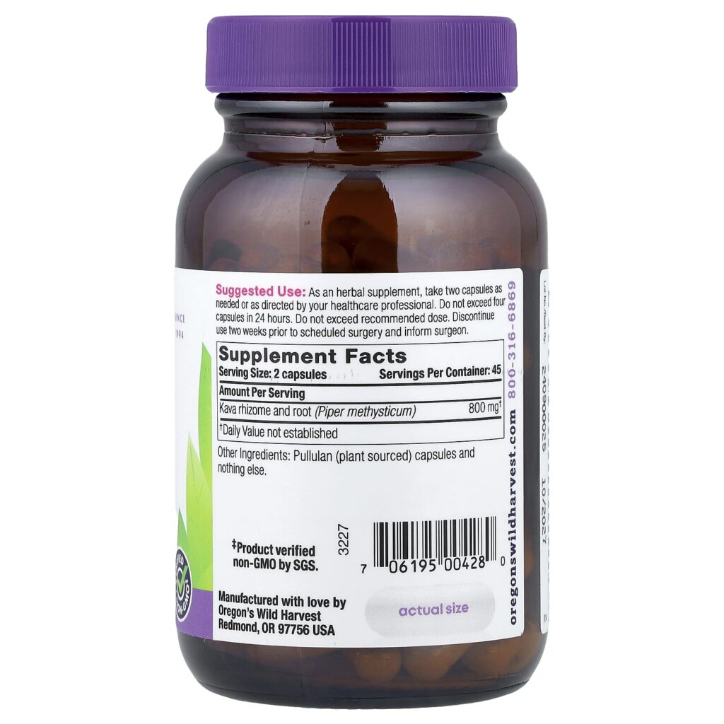 Oregons Wild Harvest Kava 90 Cápsulas Veganas (400 mg por Cápsula) - Imagem 2