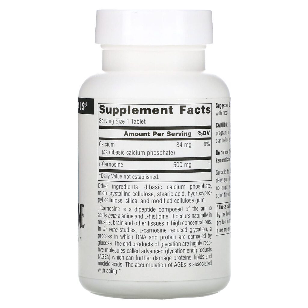 Source Naturals L-Carnosina 500 mg 60 tabletes - Imagem 2
