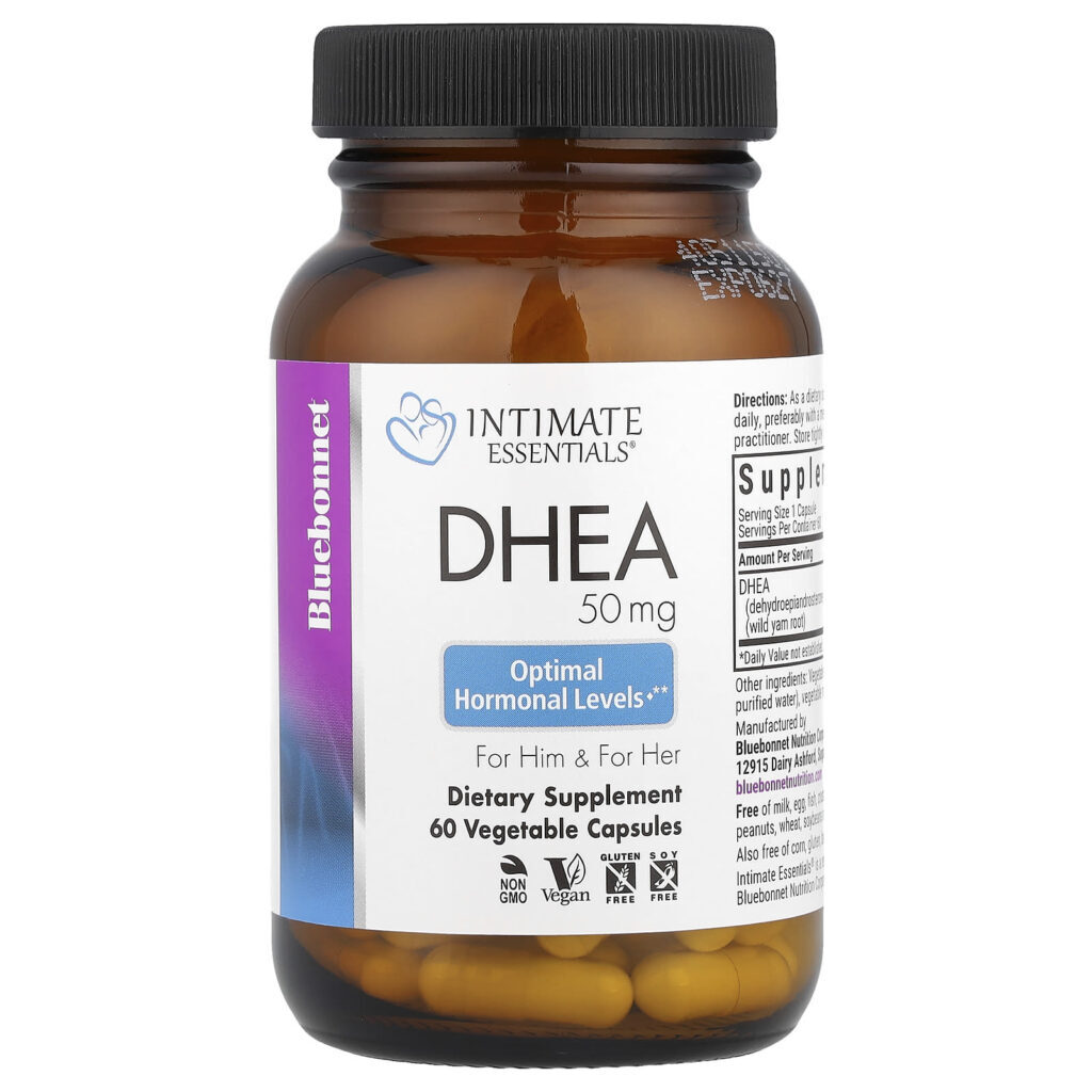Bluebonnet Nutrition Intimate Essentials® DHEA Para Ele e Para Ela 50 mg 60 Cápsulas Vegetais - Imagem 3