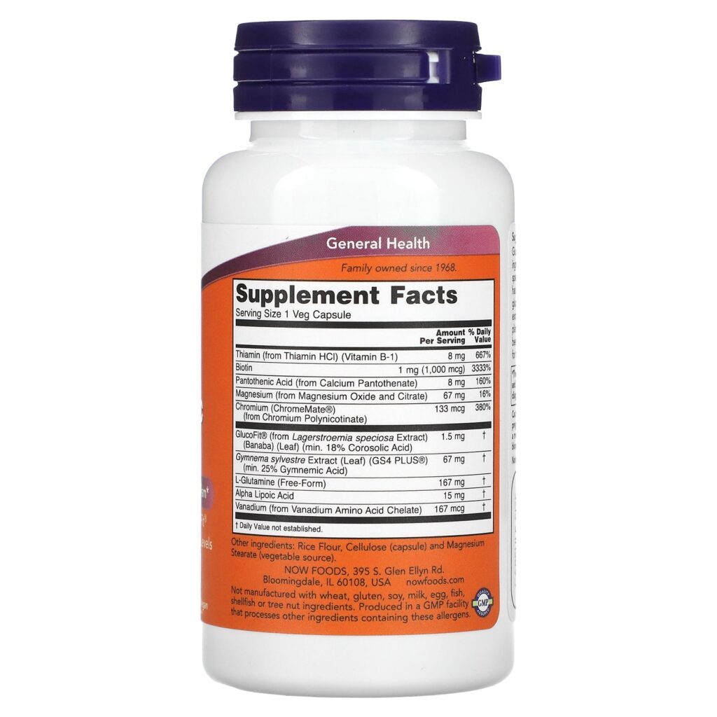 NOW Foods Glucose Metabolic Support 90 Cápsulas Vegetais - Imagem 2