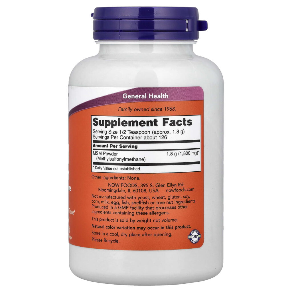 NOW Foods MSM em Pó 227 g (8 oz) - Imagem 2