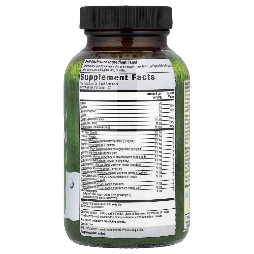 Irwin Naturals Global Wellness Immuno-Shield® com Sambucus Sabugueiro 60 Cápsulas Softgel Líquidas - Imagem 2