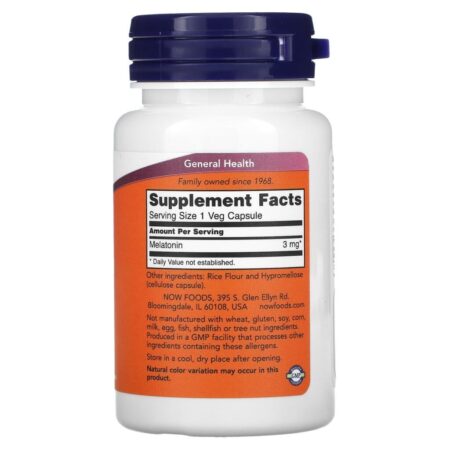 NOW Foods Melatonina 3 mg 60 Cápsulas Vegetais - Imagem 2