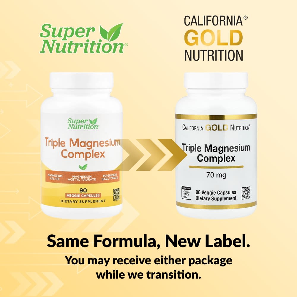California Gold Nutrition Complexo Triplo de Magnésio 70 mg 90 Cápsulas Vegetais - Imagem 3