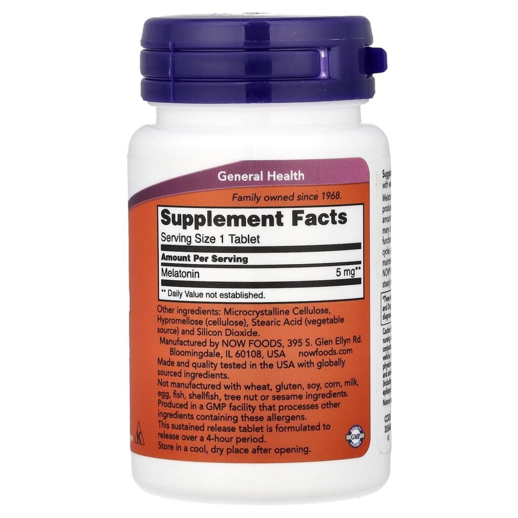 NOW Foods Melatonina 5 mg 120 Comprimidos - Imagem 2