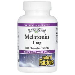 Natural Factors Stress-Relax Melatonina 1 mg 180 Comprimidos Mastigáveis