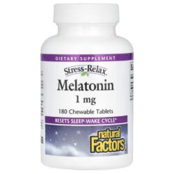 Natural Factors Stress-Relax Melatonina 1 mg 180 Comprimidos Mastigáveis