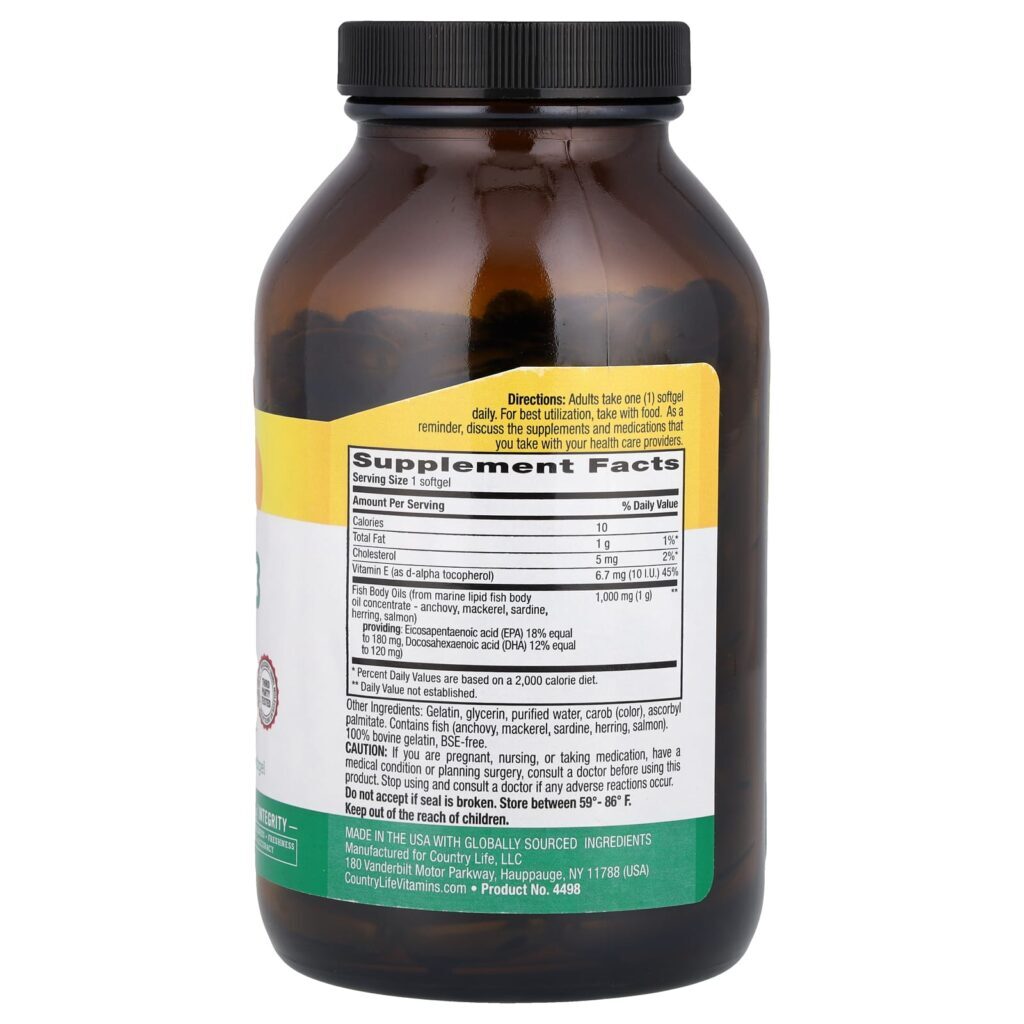 Country Life Ômega 3 1.000 mg 200 Cápsulas Softgel - Imagem 2
