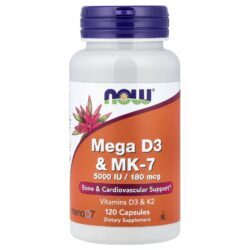 NOW Foods Mega D3 e MK-7 120 Cápsulas