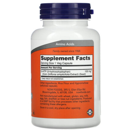 NOW Foods 5-HTP 100 mg 120 Cápsulas Vegetais - Imagem 2