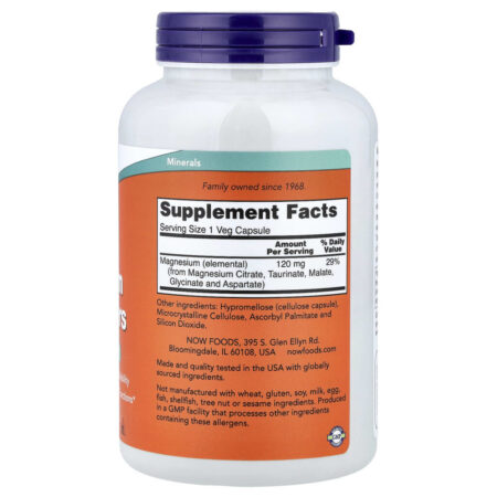 NOW Foods Transportadores de Magnésio 120 mg 180 Cápsulas Vegetais - Imagem 2