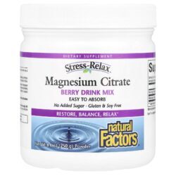 Natural Factors Stress-Relax® Citrato de Magnésio em Pó Mistura para Bebida de Frutos Silvestres 250 g (88 oz)