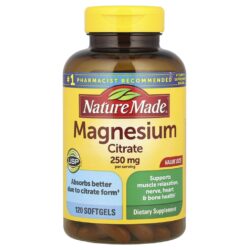 Nature Made Citrato de Magnésio 120 Cápsulas Softgel (125 mg por Cápsula Softgel)