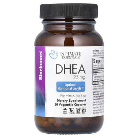 Bluebonnet Nutrition Intimate Essentials DHEA Para Ele e Para Ela 25 mg 60 Cápsulas Vegetais - Imagem 3