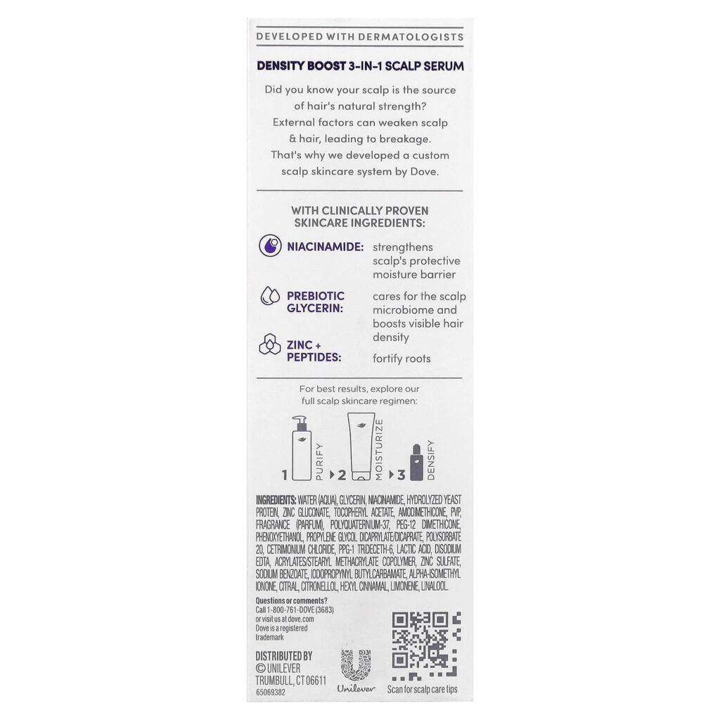 Dove Derma Scalp Sérum 3 em 1 para o Couro Cabeludo Density Boost 59 ml (2 fl oz) - Imagem 3