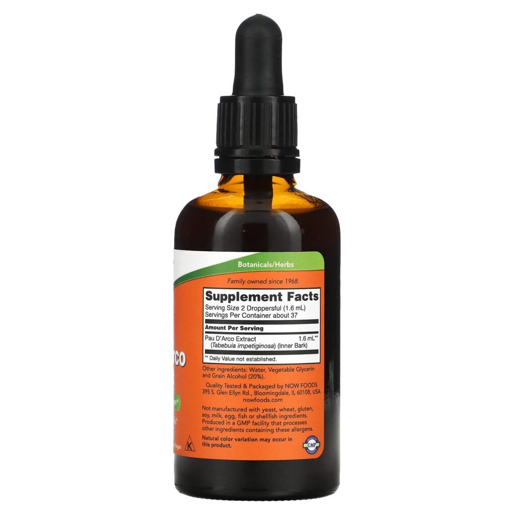 NOW Foods Extrato de Pau D’Arco 2 fl oz (60 ml) - Imagem 2