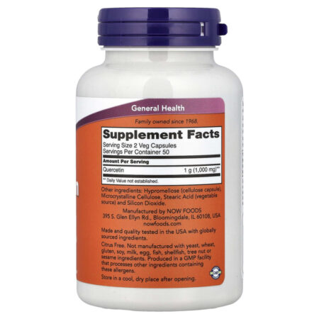 NOW Foods Quercetina 500 mg 100 Cápsulas Vegetais - Imagem 2