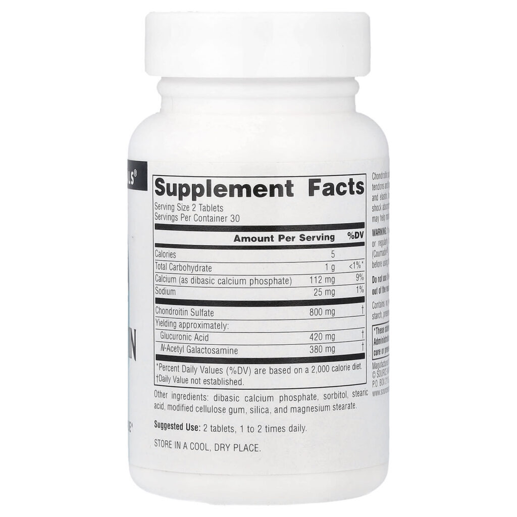 Source Naturals Ácido condroitinossulfúrico 400 mg 60 tabletes - Imagem 2