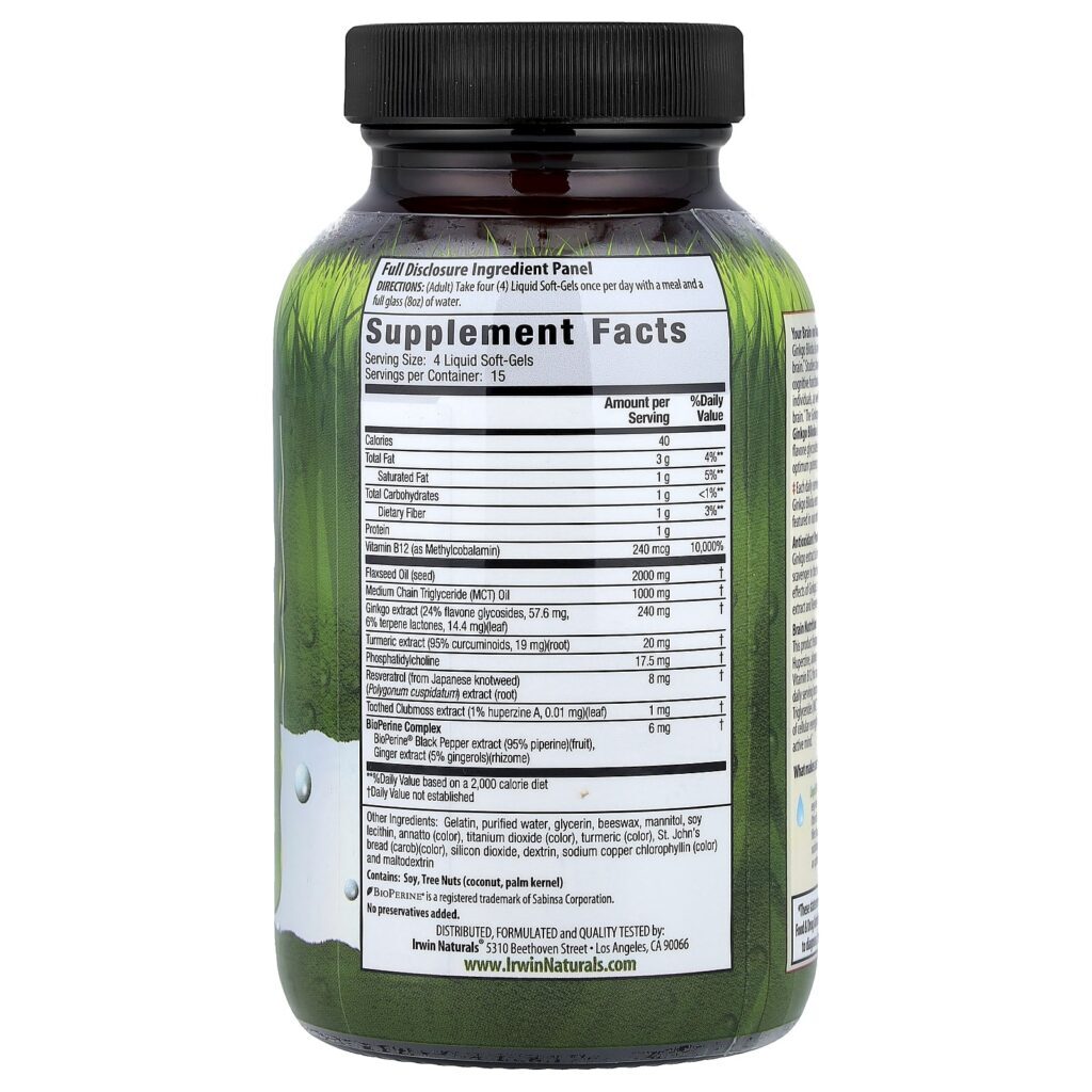 Irwin Naturals Ginkgo biloba 60 Cápsulas Softgel Líquidas - Imagem 2