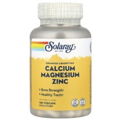 Solaray Cálcio Magnésio e Zinco 100 VegCaps
