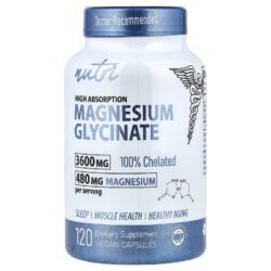Nutri Glicinato de Magnésio Alta Absorção 120 Cápsulas Veganas (900 mg por Cápsula)