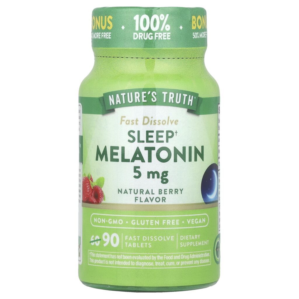 Natures Truth Melatonina para o Sono Fruto Silvestre Natural 5 mg 90 Comprimidos de Dissolução Rápida