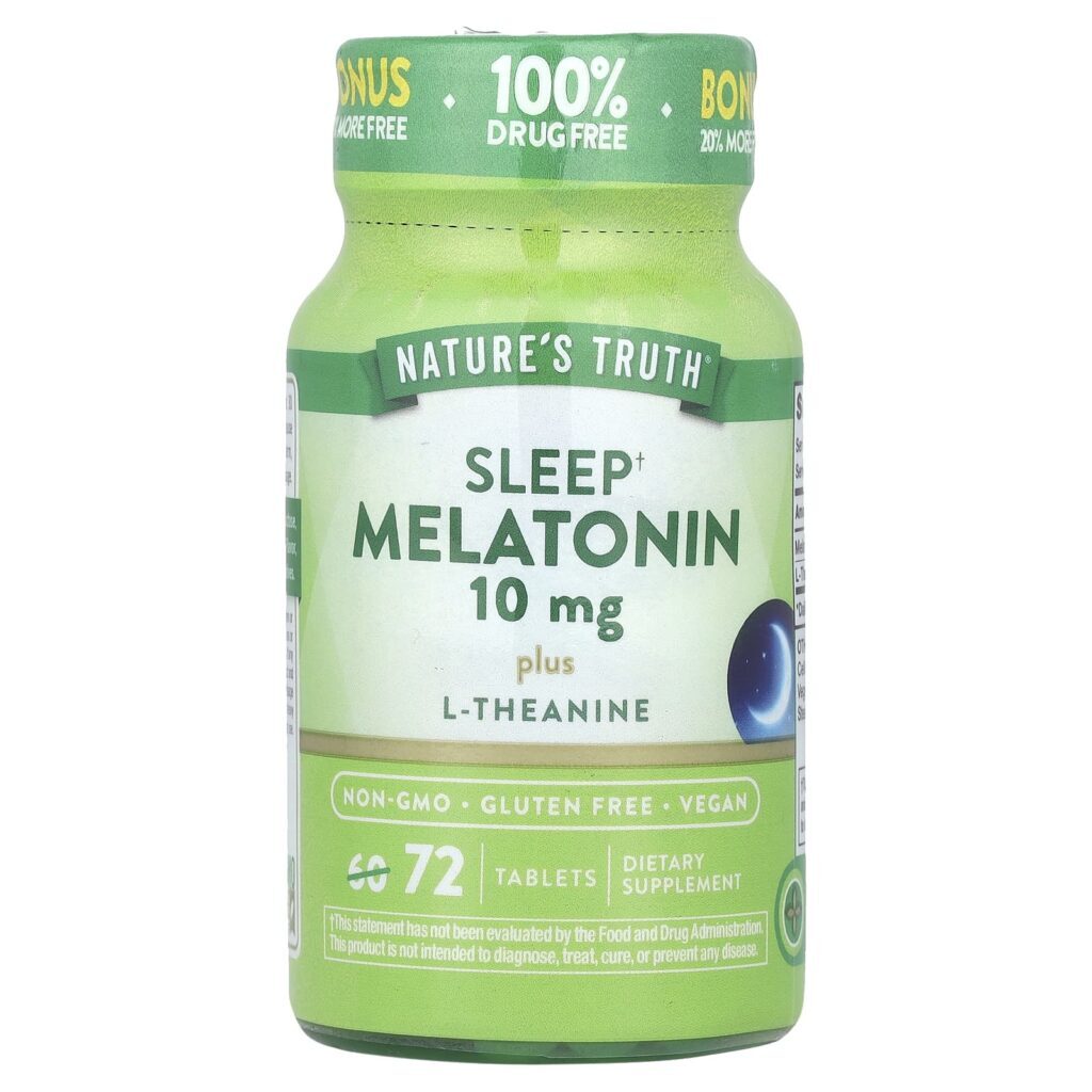 Natures Truth Melatonina para Sono e L-Theanine 10 mg 72 Comprimidos
