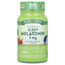 Natures Truth Melatonina para o Sono Fruto Silvestre Natural 3 mg 180 Comprimidos de Dissolução Rápida