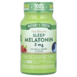 Natures Truth Melatonina para o Sono Fruto Silvestre Natural 3 mg 180 Comprimidos de Dissolução Rápida