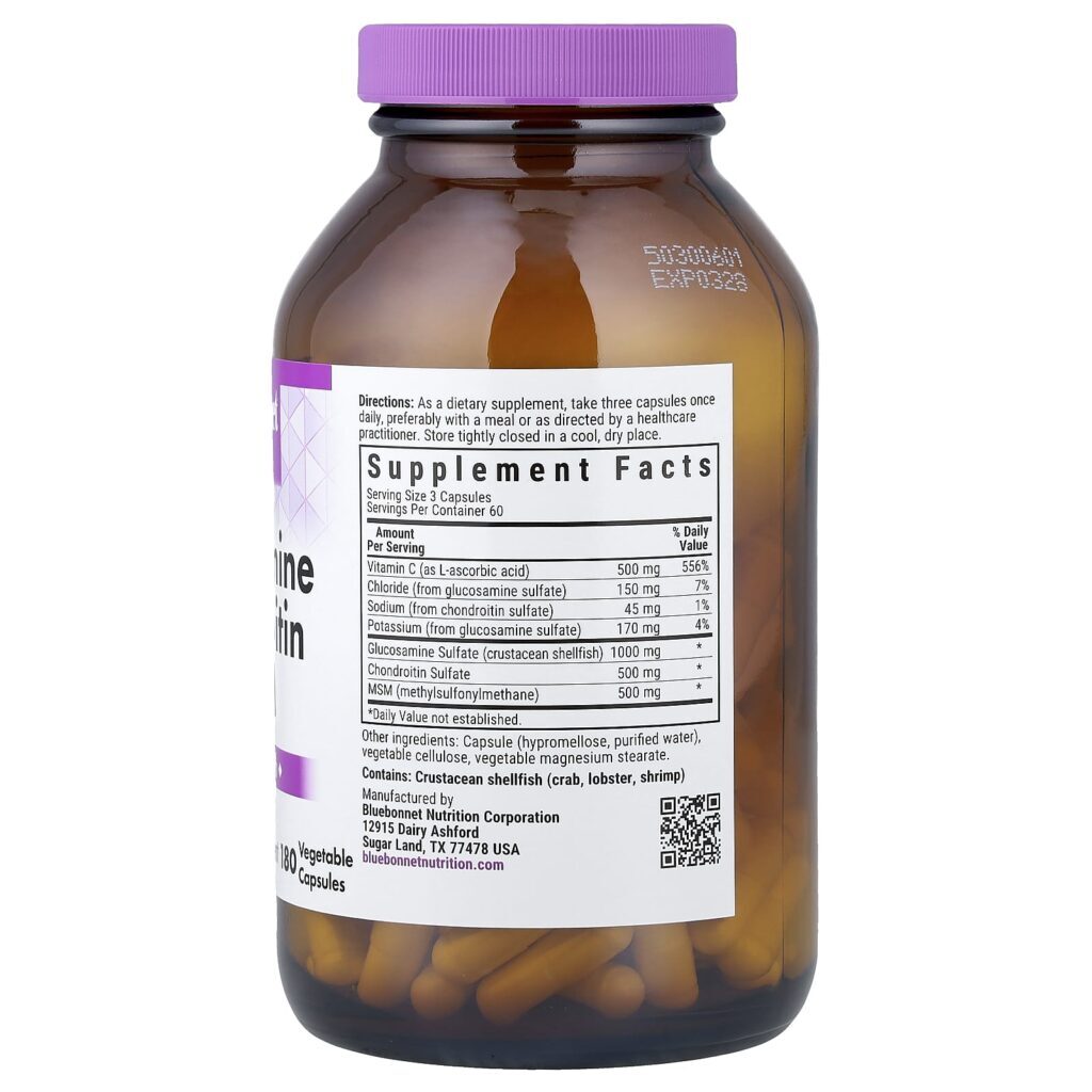 Bluebonnet Nutrition Glicosamina Condroitina e MSM 180 Cápsulas Vegetais - Imagem 2
