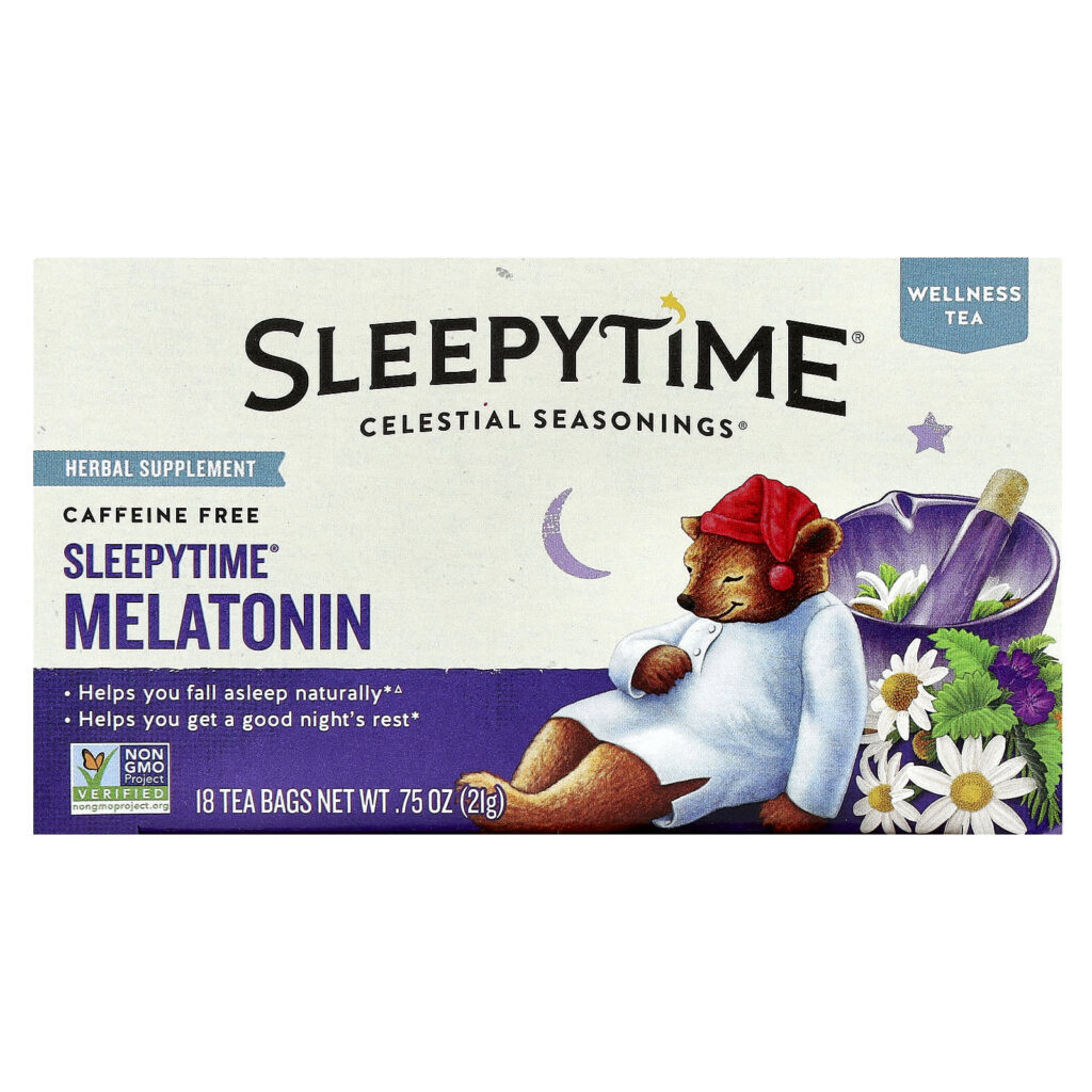 Celestial Seasonings Sleepytime Melatonin Tea Sem Cafeína 18 Saquinhos de Chá 21 g (075 oz)