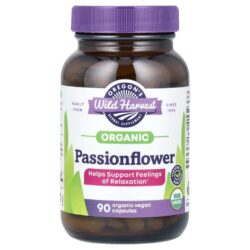 Oregons Wild Harvest Passiflora Orgânica 90 Cápsulas Veganas Orgânicas (400 mg por Cápsula)