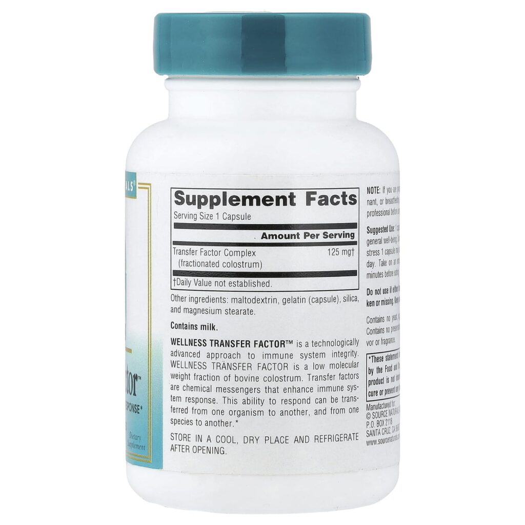 Source Naturals Wellness Transfer Factor™ 125 mg 60 Cápsulas - Imagem 2