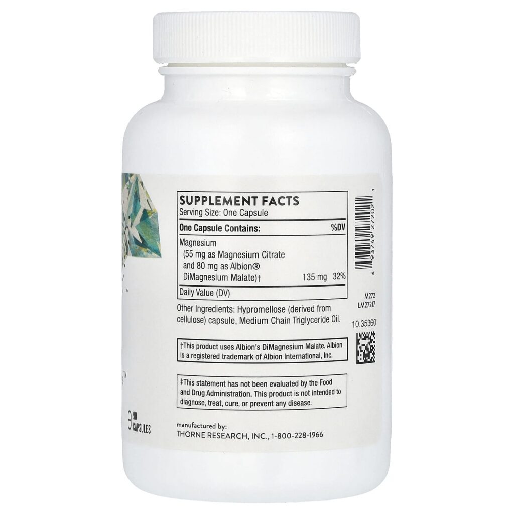 Thorne CitraMate de Magnésio 90 Cápsulas (135 mg por Cápsula) - Imagem 2
