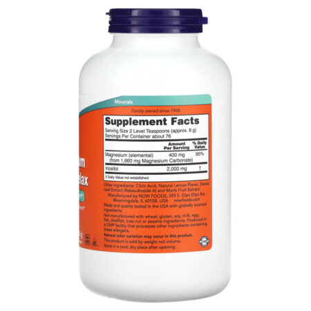 NOW Foods Magnésio Inositol Relaxante Limonada 454 g (16 oz) - Imagem 2