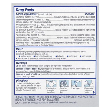 Boiron SleepCalm™ para Crianças Doses Líquidas a Partir de 3 Anos Sem Melatonina 15 Doses Líquidas Pré-Medidas 1 ml (0034 fl oz) Cada - Imagem 2