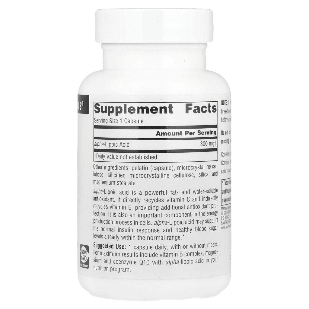 Source Naturals Ácido Alfalipoico 300 mg 60 Cápsulas - Imagem 2