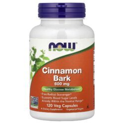NOW Foods Casca de Canela 120 Cápsulas Vegetais (06 g por Cápsula)