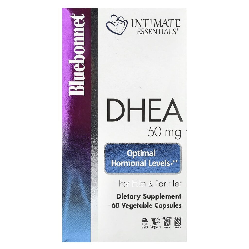 Bluebonnet Nutrition Intimate Essentials® DHEA Para Ele e Para Ela 50 mg 60 Cápsulas Vegetais