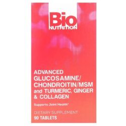 Bio Nutrition Glicosamina/Condroitina/MSM e Cúrcuma Avançadas Gengibre e Colágeno 90 Comprimidos