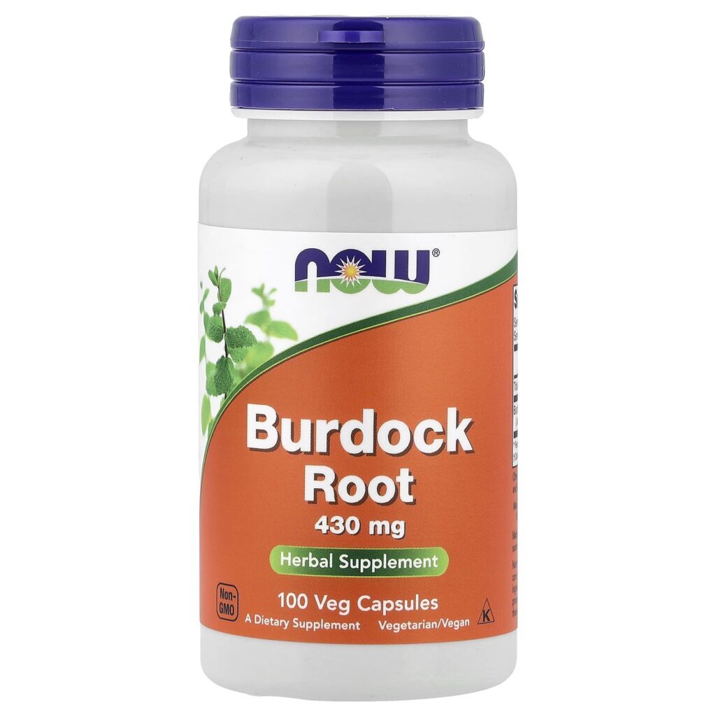 NOW Foods Raiz de Bardana 430 mg 100 Cápsulas Vegetais