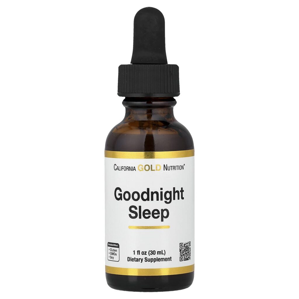 California Gold Nutrition Goodnight Sleep com Semente de Aveia Leitosa Fresca Erva-de-São-João Escutelária e Ervas de Passiflora 30 ml (1 fl oz) - Imagem 3