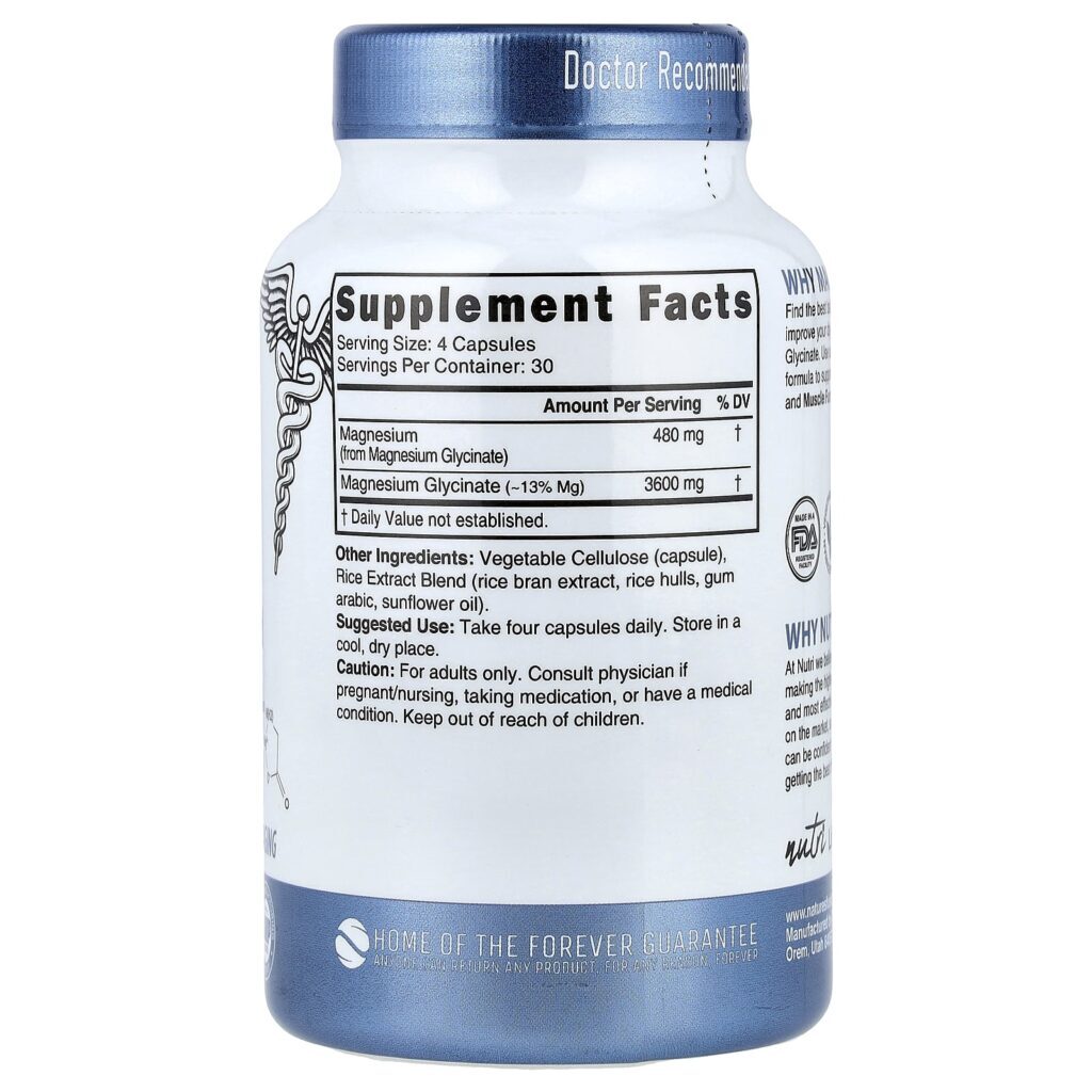 Nutri Glicinato de Magnésio Alta Absorção 120 Cápsulas Veganas (900 mg por Cápsula) - Imagem 2