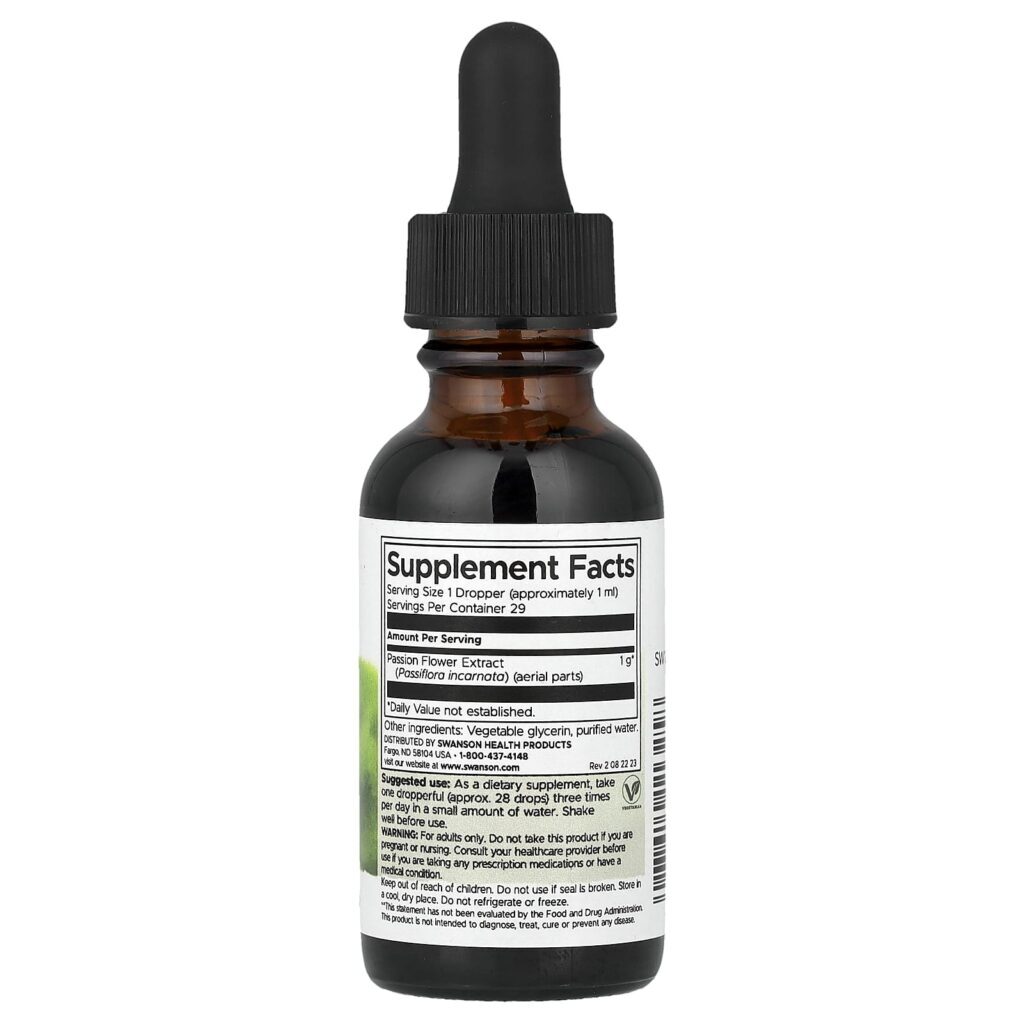 Swanson Extrato Líquido de Passiflora Sem Álcool e Açúcar 296 ml (1 fl oz) - Imagem 2