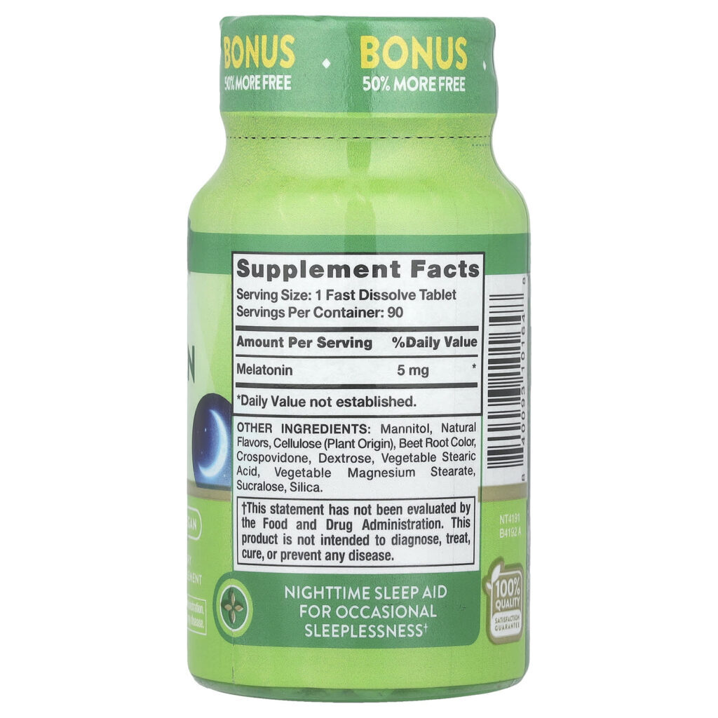 Natures Truth Melatonina para o Sono Fruto Silvestre Natural 5 mg 90 Comprimidos de Dissolução Rápida - Imagem 2