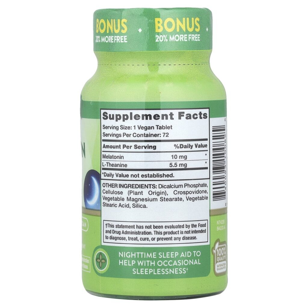 Natures Truth Melatonina para Sono e L-Theanine 10 mg 72 Comprimidos - Imagem 2