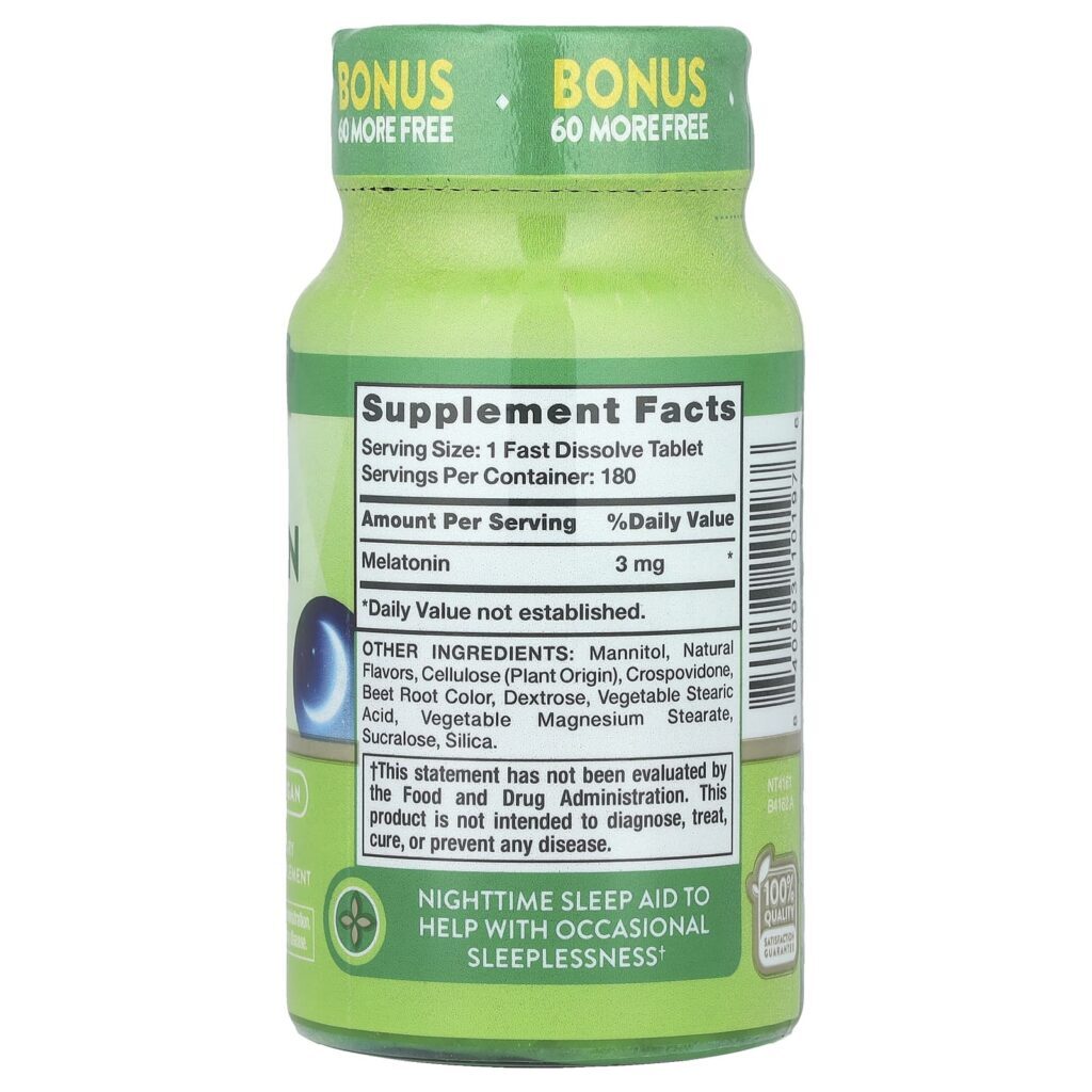 Natures Truth Melatonina para o Sono Fruto Silvestre Natural 3 mg 180 Comprimidos de Dissolução Rápida - Imagem 2