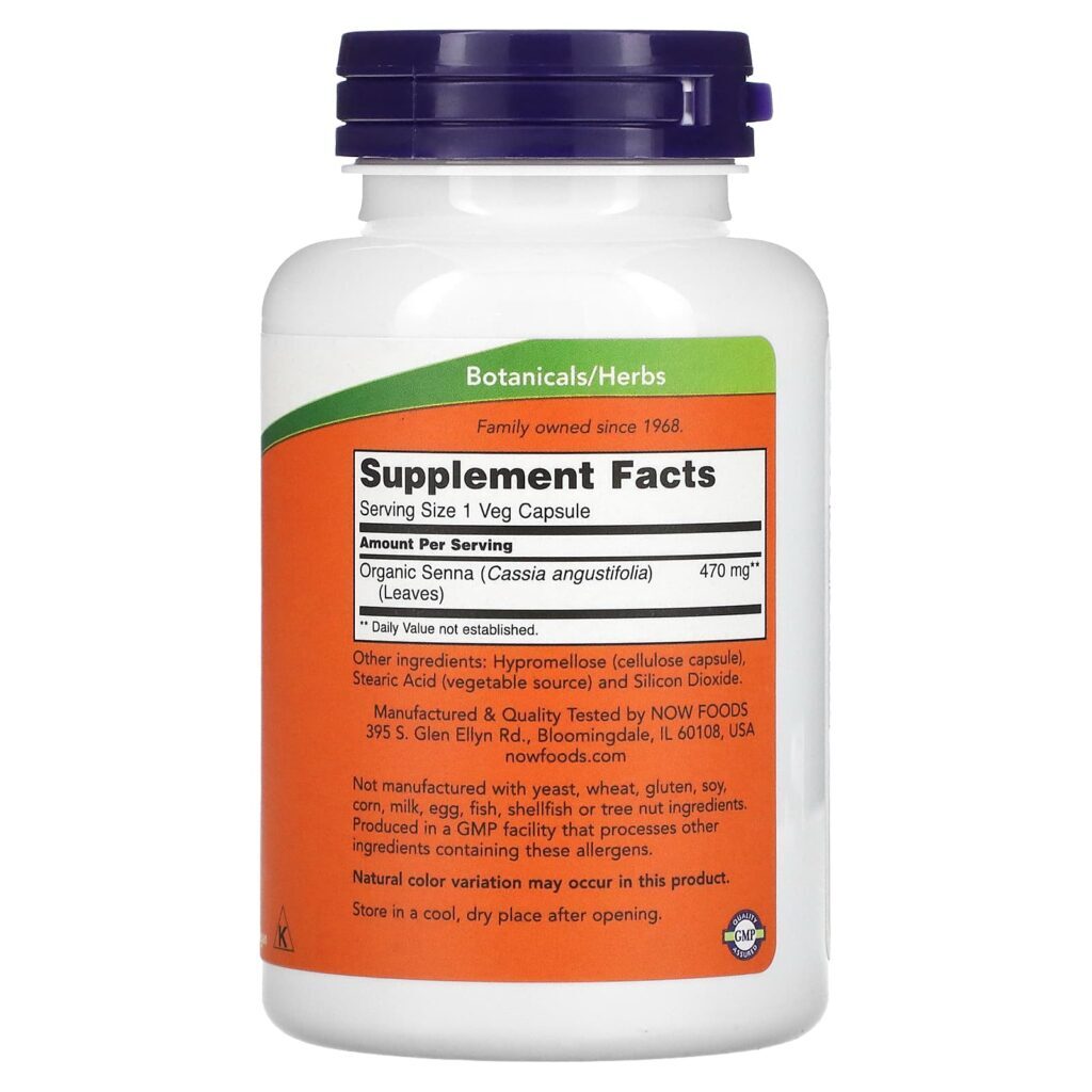 NOW Foods Folhas de Senna 470 mg 100 Cápsulas Vegetais - Imagem 2