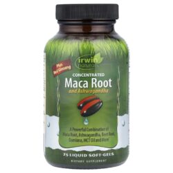 Irwin Naturals Raiz de Maca Concentrada e Ashwagandha 75 Cápsulas Softgel Líquidas